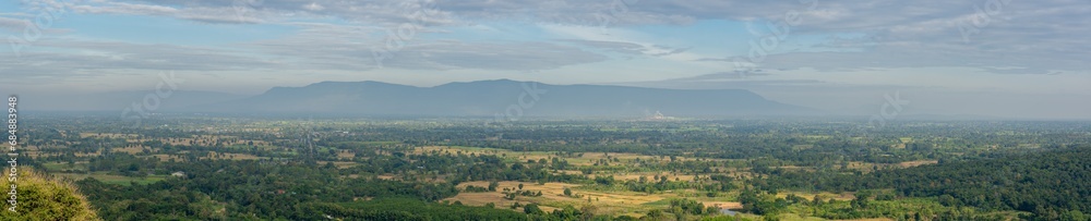 Panorama view of hill and sky landscape background