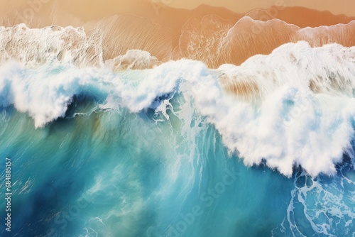Serene Ocean Wave Crashing on a Tropical Beach Generative AI