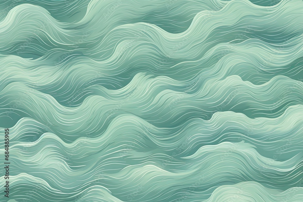 Sea Green Serenity: A Mesmerizing Beach Waves Pattern in Calming Hues