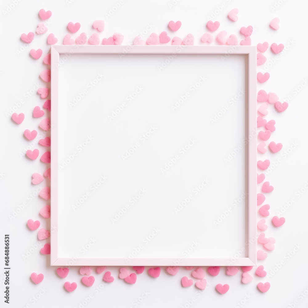 Romantic frame with borders of hearts. Valentine's Day, Birthday, Happy Woman Day, Mother's Day. Holiday poster and banner Romantic frame with borders of hearts. Valentine's Day, Birthday, Happy Woman Day, Mother's Day. Holiday poster and banner