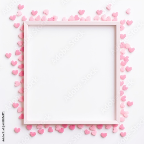 Romantic frame with borders of hearts. Valentine's Day, Birthday, Happy Woman Day, Mother's Day. Holiday poster and banner