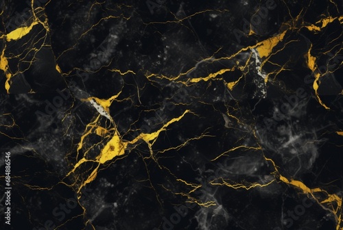 black marble background with yellow veins. generative ai