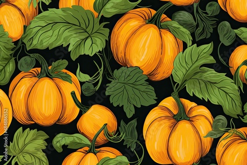 Squash Orange Harvest  Vibrant Vegetable Pattern for a Colorful Feast