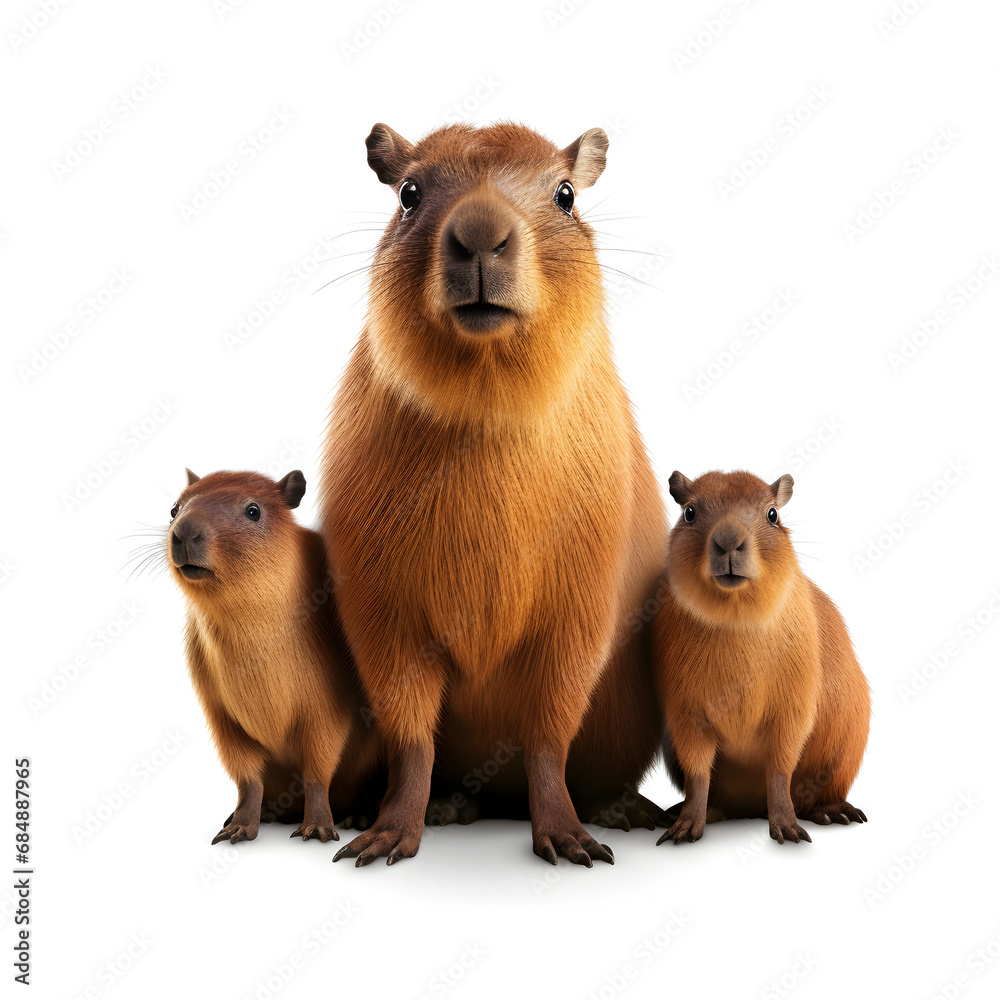 Capybara isolated, Hydrochaeris hydrochaeris,