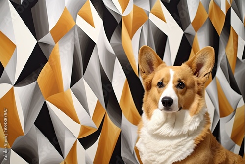 Tricolor Corgis: Exquisite Fabric Textured Surface for Interior Wall Design photo