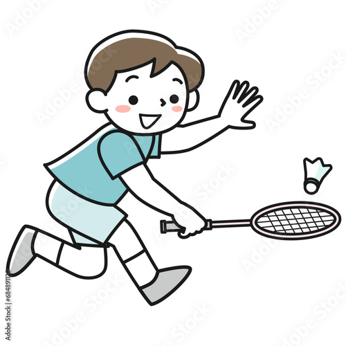 バドミントンをする男の子