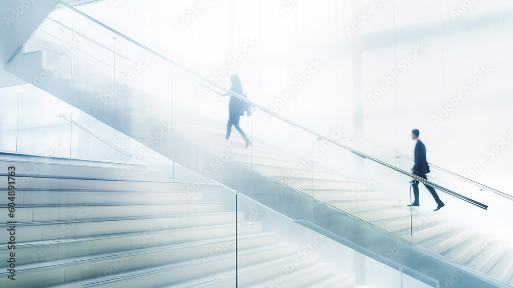 silhouette of a human going the stairs, career, business success, white background silhouette of a human going the stairs, career, business success, white background