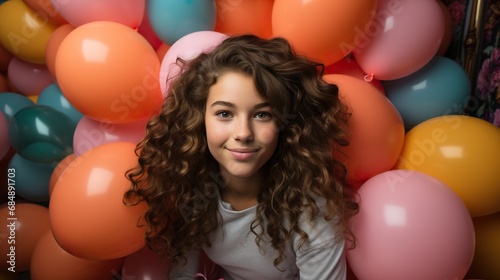 Happy cute girl with balloons 