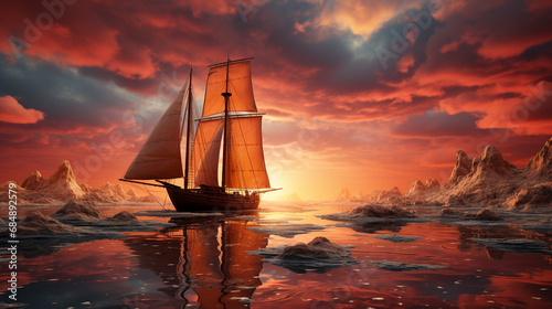 3d realistic sailboat