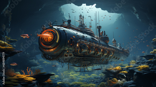 3d realistic submarine photo