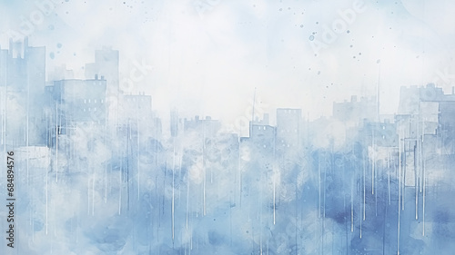 city  abstract watercolor in light gray and blue tones on a white background  autumn mood