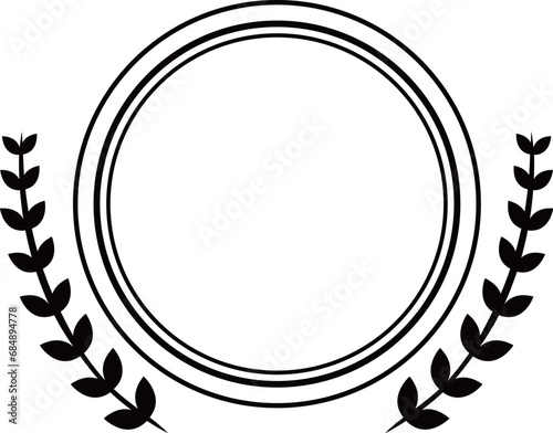 白黒の月桂樹と丸型メダルのエンブレム