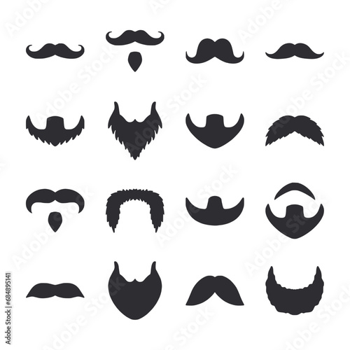 Set of beard and mustache icon for web app simple silhouettes flat design photo