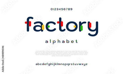 Factory creative modern urban alphabet font. Digital abstract moslem, futuristic, fashion, sport, minimal technology typography. Simple numeric vector illustration