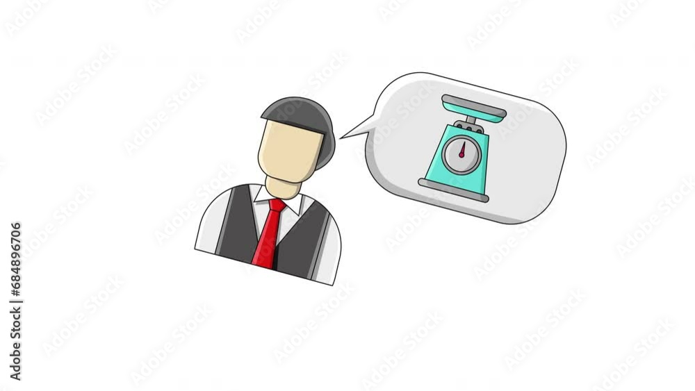 Flat design animation of a man thinking about scales Flat design animation of a man thinking about scales
