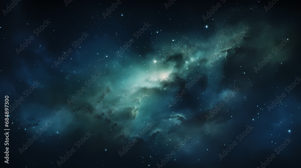Milky Way Galaxy blue green background, abstract art background