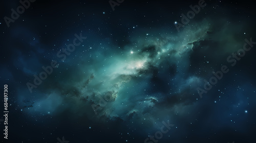 Milky Way Galaxy blue green background, abstract art background