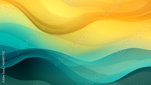 Retro Vibes Gradient Blurs Mustard Yellow to Teal Background