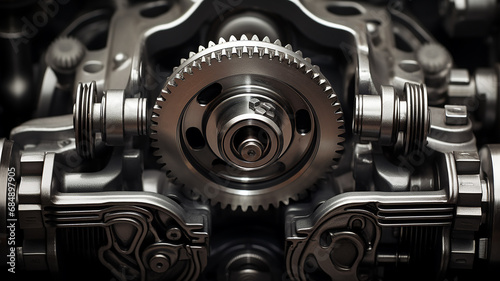 gears replacement of the timing belt in the engine, abstract background texture of the mechanism of the car engine fictional graphics