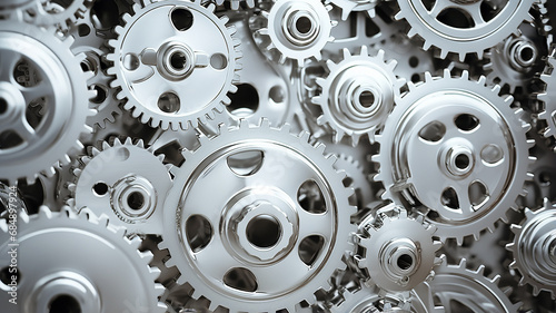 Wallpaper Mural white gears, teamwork business abstract background texture a lot of gears complex mechanics mechanism work, light metal or plastic Torontodigital.ca