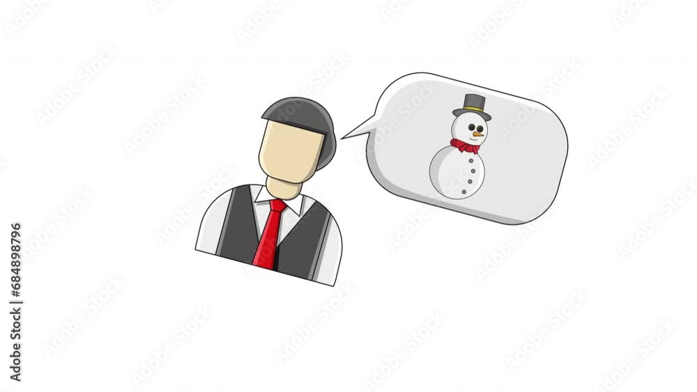 flat design animation of a man thinking about a snowman flat design animation of a man thinking about a snowman