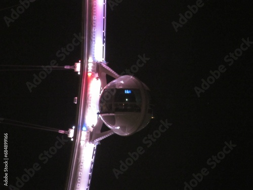 Photography Pod on Giant Ferris Wheel Lit Up in Las Vegas, High Roller Lights