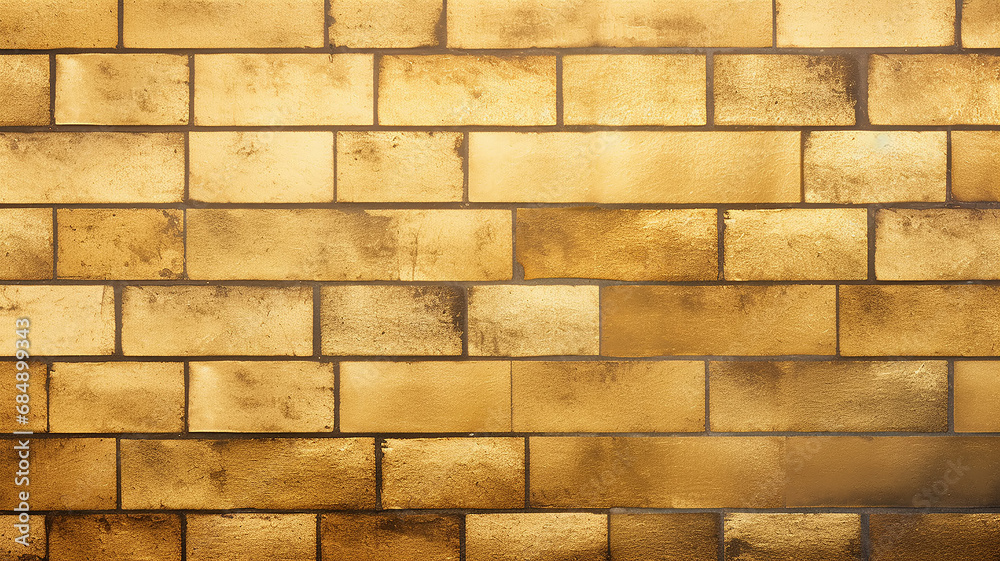 Obraz premium golden bricks, wall texture background, vintage luxury copy space