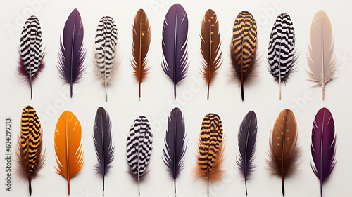 set collection of feathers isolated on a background for design and overlay © kichigin19