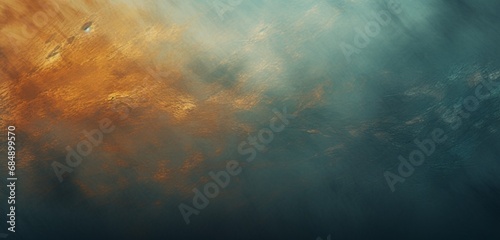 Extreme close-up of abstract blurred rustic surface, deep teal and golden brown hues, in the style of gradient blurred wallpapers, depth of field, serene visuals, minimalistic simplicity, close-up