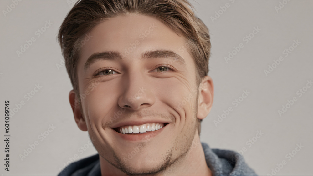 A handsome American with clean teeth with a big smile A handsome American with clean teeth with a big smile
