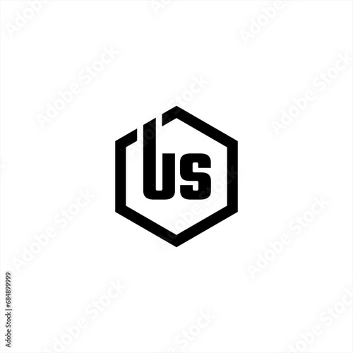 u s logo design, u s hexagonal, vector, symbol, icon, silhouette, monogram u s hexagonal logo