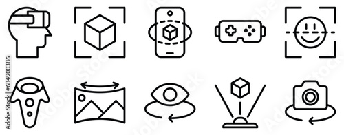 augmented reality line style icon collection