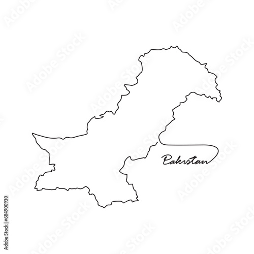 One continuous line drawing of country Map for Pakistan vector illustration. Country map illustration simple linear style vector concept.  country territorial area and suitable for your asset design.