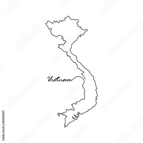 One continuous line drawing of country Map for Vietnam vector illustration. Country map illustration simple linear style vector concept.  country territorial area and suitable for your asset design.