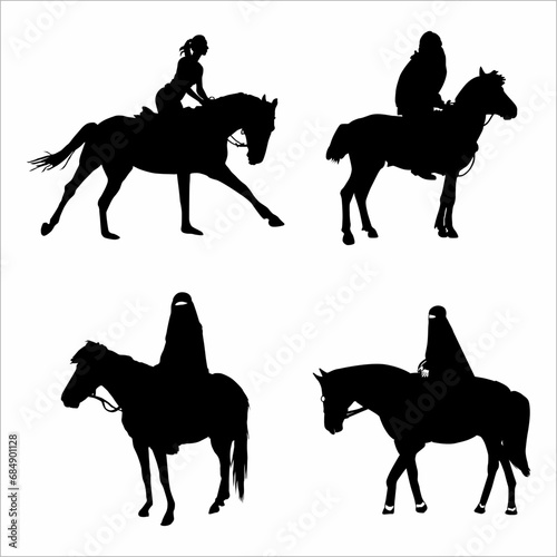 Horsewoman silhouette collection