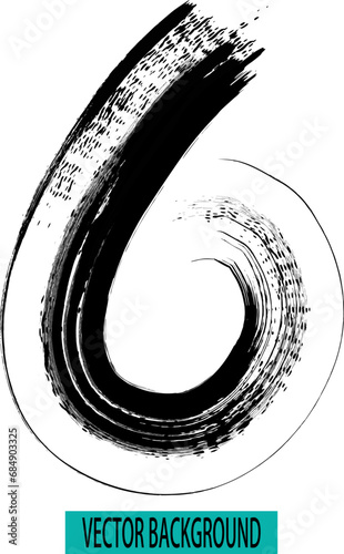 vector hand paint number 6. Vector hand paint number six. Hand drawn letter with dry brush.