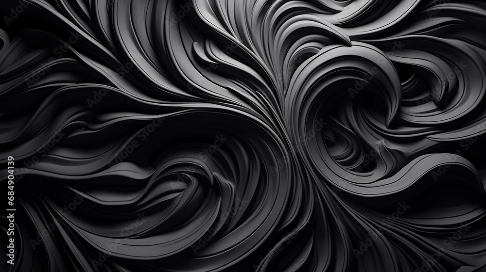 black monochrome pattern curves lines abstract background movement floral