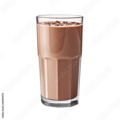 Closeup of delicious chocolate milk on a white transparent background
