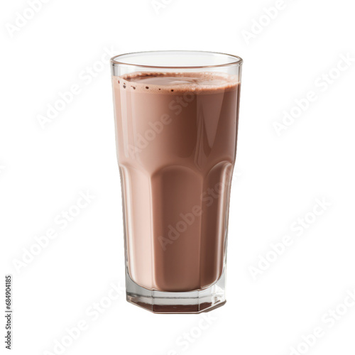 Closeup of delicious chocolate milk on a white transparent background