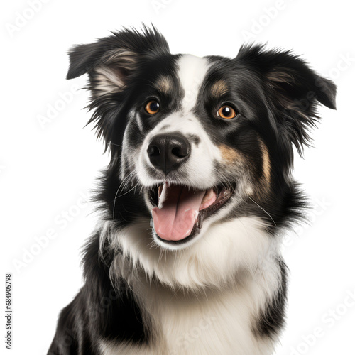 Closeup of smiling puppy on white background