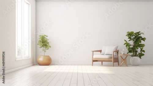 empty new white room scandinavian style apartment.