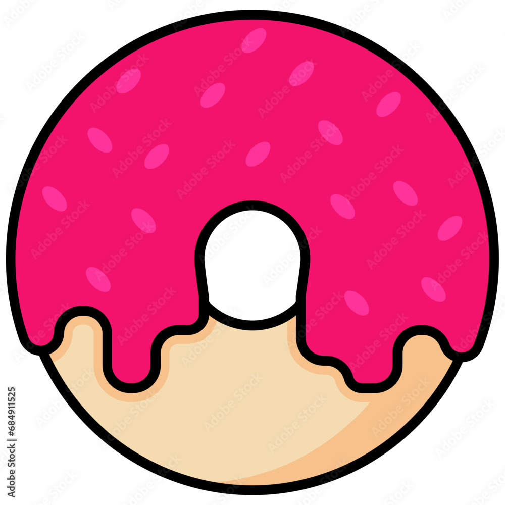 Donut Icon In Outline Flat Design Style Vector Illustration Donut Icon In Outline Flat Design Style Vector Illustration