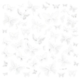 White Butterfly. Set of Butterfly white icon. Butterfly silhouette isolate png.
