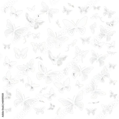 White Butterfly. Set of Butterfly white icon. Butterfly silhouette isolate png.