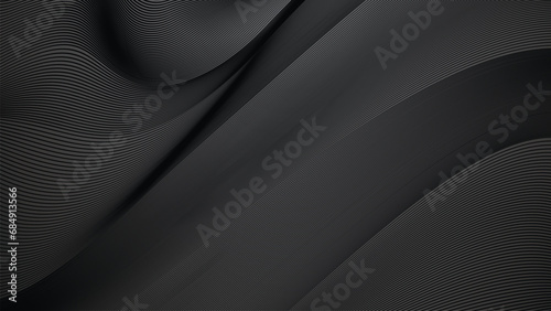 Modern wave curve abstract presentation background. Black abstract background design with wavy line. Premium stripe texture for banner, business backdrop. Dark vector template. photo
