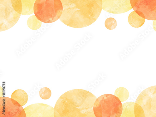 水玉模様の水彩フレーム オレンジ