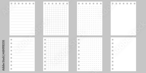 White paper pages of a tear off notebook. Vector illustration. EPS 10. S photo