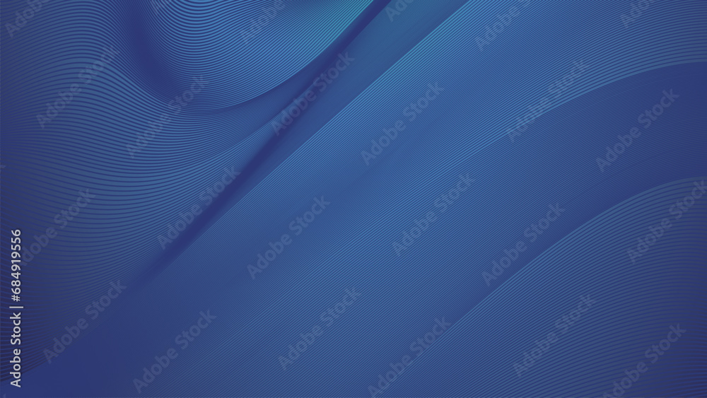 Modern wave curve abstract presentation background. Blue abstract background design with wavy line. Premium stripe texture for banner, business backdrop. Navy Blue vector template. - obrazy, fototapety, plakaty 