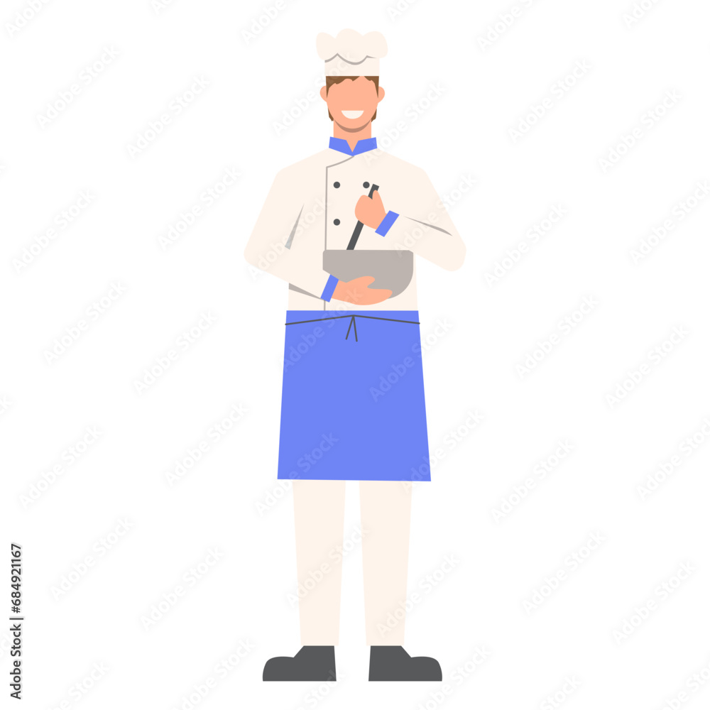 Flat Illustration of Faceless Male Chef Character Making a Food. Vector Design Flat Illustration of Faceless Male Chef Character Making a Food. Vector Design