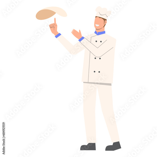 Flat Illustration of Faceless Male Chef Character Making a Food. Vector Design